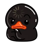 🤔 утка, злой, мультфильм, животное, черный, оранжевый, мем telegram sticker