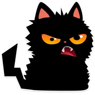 😡 Katze, wütend, schwarze Katze, Halloween, gruselig, Cartoon telegram sticker