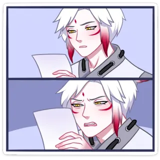🤨 anime, zmieszany, papier, zmartwiony, rysunek, wyraz, zły telegram sticker