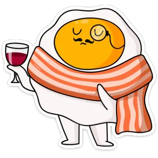 🍷 Ei, Speck, Essen, Frühstück, Wein, Monokel, Cartoon, skurril telegram sticker