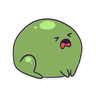 😫 hijau, gumpalan, imut, kartun, stiker whatsapp sticker