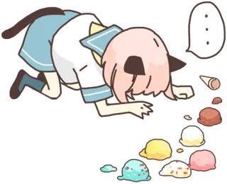 😩 garota gato, sorvete, kawaii, fofo, anime, triste telegram sticker