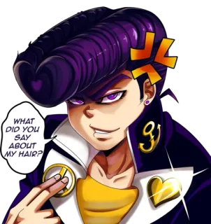 💪 Josuke Higashikata JoJo's Bizarre Adventure WHAT DID YOU SAY ABOUT MY HAIR? อนิเมะ, โจโจ้, โจสุเกะ, ผม, โกรธ telegram sticker