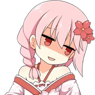 😒 anime, fofo, mangá, garota, cabelo rosa, flor whatsapp sticker