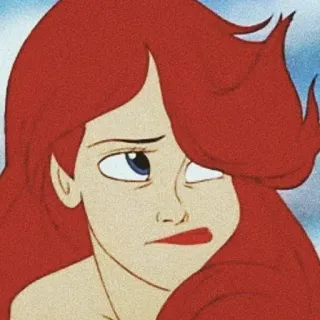 😒 Ariel The Little Mermaid แอเรียล, ดิสนีย์, เงือกน้อยผจญภัย, การ์ตูน, เจ้าหญิง, ผมแดง telegram sticker
