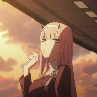 🍭 Zero Two Darling in the Franxx Anime, Zero Two, Darling in the Franxx, Sticker, Personagem, Animação telegram sticker