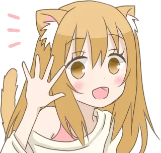 👋 Anime, Neko, Dễ thương, Vẫy tay, Cô gái telegram sticker
