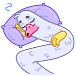 😴 오리, 자는, 베개, 만화, 게으른, 휴식 telegram sticker