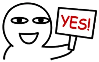 ☑ YES! Ya, Setuju, Positif, Persetujuan, Kartun, Emoji telegram sticker