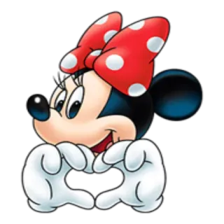 💝 Minnie Mouse minnie mouse, cartoon, disney, character, heart, love, gloves, ears whatsapp sticker