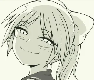 😁 アニメ 女の子, ニヤリ, 漫画, イラスト, 漫画, リボン, 笑顔 telegram sticker