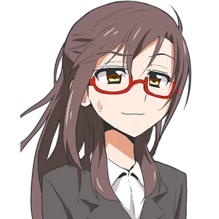 🙂 Anime, Mulher, Óculos, Desenho animado, Personagem telegram sticker