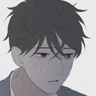 💱 smutny, płacz, anime, mężczyzna, ilustracja telegram sticker