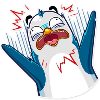 😨 adesivo, cartone animato, pinguino, scioccato, spaventato, divertente whatsapp sticker