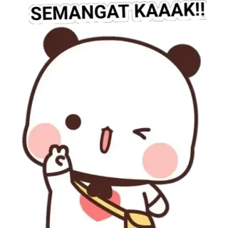 🍼 SEMANGAT KAAAK!! słodki, panda, kawaii, wsparcie, powodzenia, pozdrowienia telegram sticker