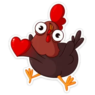 ❤️ chicken, heart, love, animal, cartoon, cute, funny telegram sticker