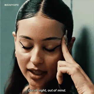 π Out of sight, out of mind. wanita, berpikir, jari, makeup, eyeliner whatsapp sticker