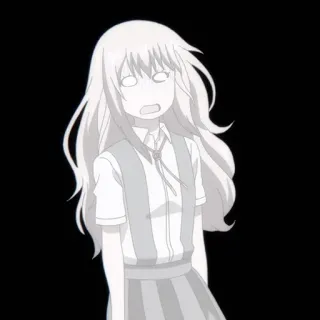 ➰ anime, ragazza, scioccata, bianco, espressione whatsapp sticker