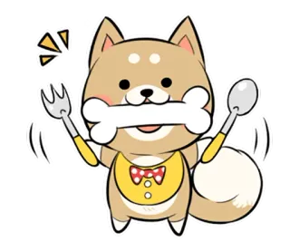 🍴 собака, милый, еда, животные, сиба ину, стикер telegram sticker