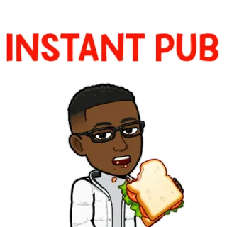🤤 INSTANT PUB bitmoji, サンドイッチ, ランチ, 食事, 漫画, テキスト, 即時 telegram sticker