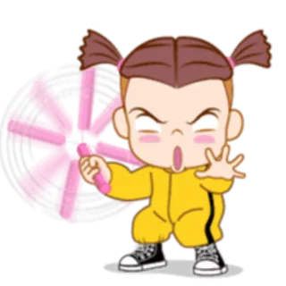 😈 Dibujo animado, Enojado, Niño/Niña, Coletas, Juguete, Molino de viento whatsapp sticker