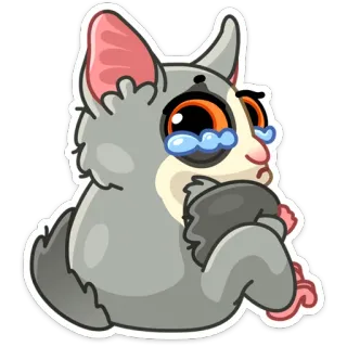 😭 gambá-australiano, fofo, animal, chorando, triste, desenho animado telegram sticker