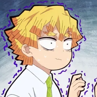 🥶 Zenitsu Agatsuma Demon Slayer animé, Demon Slayer, Zenitsu, Zenitsu Agatsuma, effrayé, électricité, choqué telegram sticker