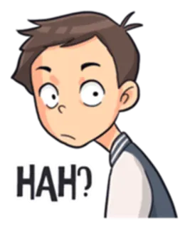 🙄 HAH? 困惑, 質問, 男の子, 漫画 telegram sticker