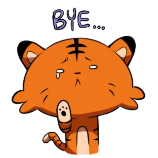 🐯 Bye... 호랑이, 만화, 작별, 슬픈, 손 흔드는, 안녕 telegram sticker