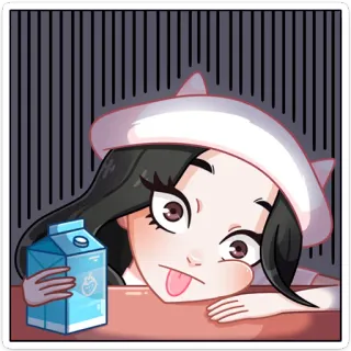 🤪 만화, 피곤, 지침, 우유, 애니메이션, 여자 telegram sticker