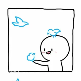 😂 @ankoica carino, scarabocchio, uccelli, personaggio, minimalista, semplice whatsapp sticker