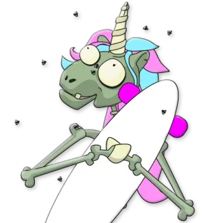 🏂 unicorn, zombie, cartoon, creature, monster, fantasy whatsapp sticker