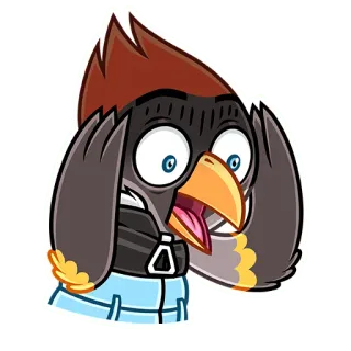 😱 Cartoon, Vogel, Schockiert, Überraschung, Emotion, Figur telegram sticker