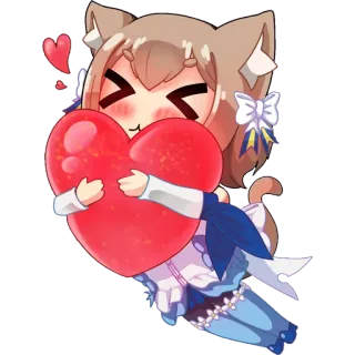 ❤️ Anime, Carino, Cuore, Kawaii, Personaggio, Ragazza gatto telegram sticker
