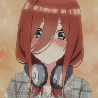 🔪 Miku Nakano The Quintessential Quintuplets Аниме, Манга, Девушка, Милая, Наушники, Мику Накано, Пять невест telegram sticker