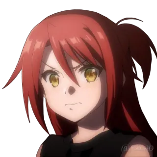 😖 Anime, Bravo/a, Feminino, Cabelo ruivo, Olhos amarelos, Personagem telegram sticker