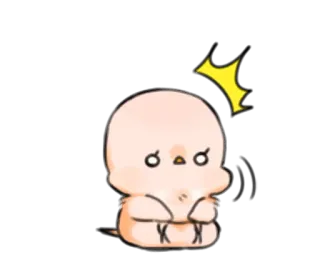 😳 oiseau, poussin, mignon, kawaii, dessin animé, animal telegram sticker