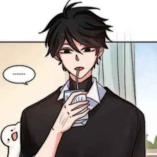 🐈‍⬛️ ...... Anime-Stil, Charakter, Zeichnung, Cartoon, Milch, Männlich whatsapp sticker