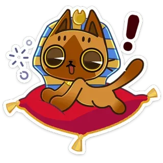 😌 cat, egyptian, pharaoh, ancient egypt, cute, sticker, cartoon, animal telegram sticker