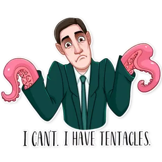 🤷‍♂️ I CAN'T. I HAVE TENTACLES. 촉수, 남자, 스티커, 만화, 유머 telegram sticker