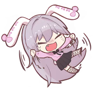 😤 Anime, Konijn, Chibi, Cartoon, Schattig, Meisje telegram sticker