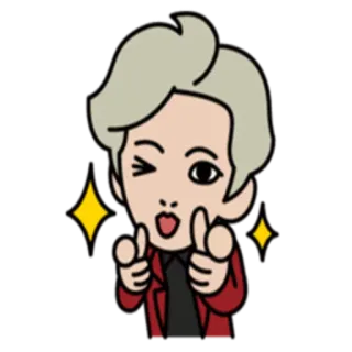 💙 cartoon, character, pointing, winking, cute, sparkles whatsapp sticker