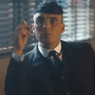 🚬 Tommy Shelby Peaky Blinders Peaky Blinders, Tommy Shelby, Cillian Murphy, cigarette, man, suit telegram sticker