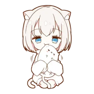 🌟 anime, gatto, carino, kawaii, chibi whatsapp sticker
