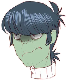 😠 Murdoc Niccals Gorillaz Murdoc Niccals, Gorillaz, personaggio dei cartoni animati, pelle verde, gruppo musicale, personaggio immaginario telegram sticker