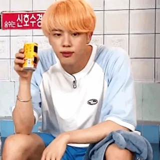 🎋 Jin 숨쉬는 신호수경 BTS, K-Pop, Korean celebrity, singer, idol telegram sticker
