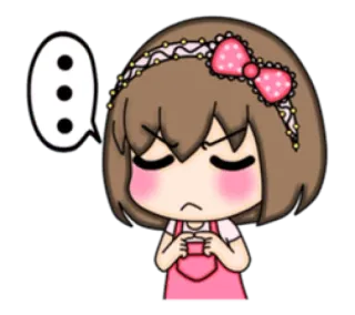 😒 ... chibi, sad, dots, cartoon, female telegram sticker