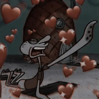 🔪 Squidward Spongebob Squarepants สควิดวอร์ด, สพันจ์บ็อบ, การ์ตูน, นิคเคิลโอเดียน, หัวใจ telegram sticker