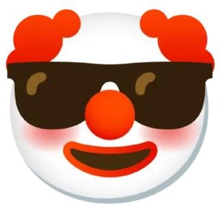 😎 clown, emoji, face, sunglasses, cool, funny telegram sticker