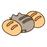 🍞 Pusheen cat, bread, cartoon, food, cute, kawaii, animal, loaf telegram sticker